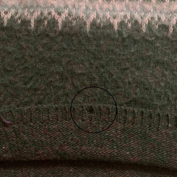 Vintage Y2K Wool Sweater 90s V Neck Cropped Fair Isle Bulldog Green Blue - Picture 9 of 13